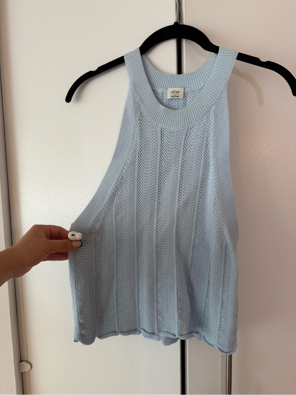 Wilfred Pale Blue Knit Ribbed Racerback Tank